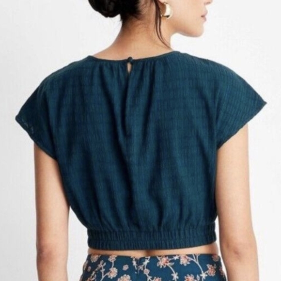 Future Collective Jenny Lopez Short Sleeve Cinched Crop Top Teal Women's 3X NWT - Picture 3 of 4